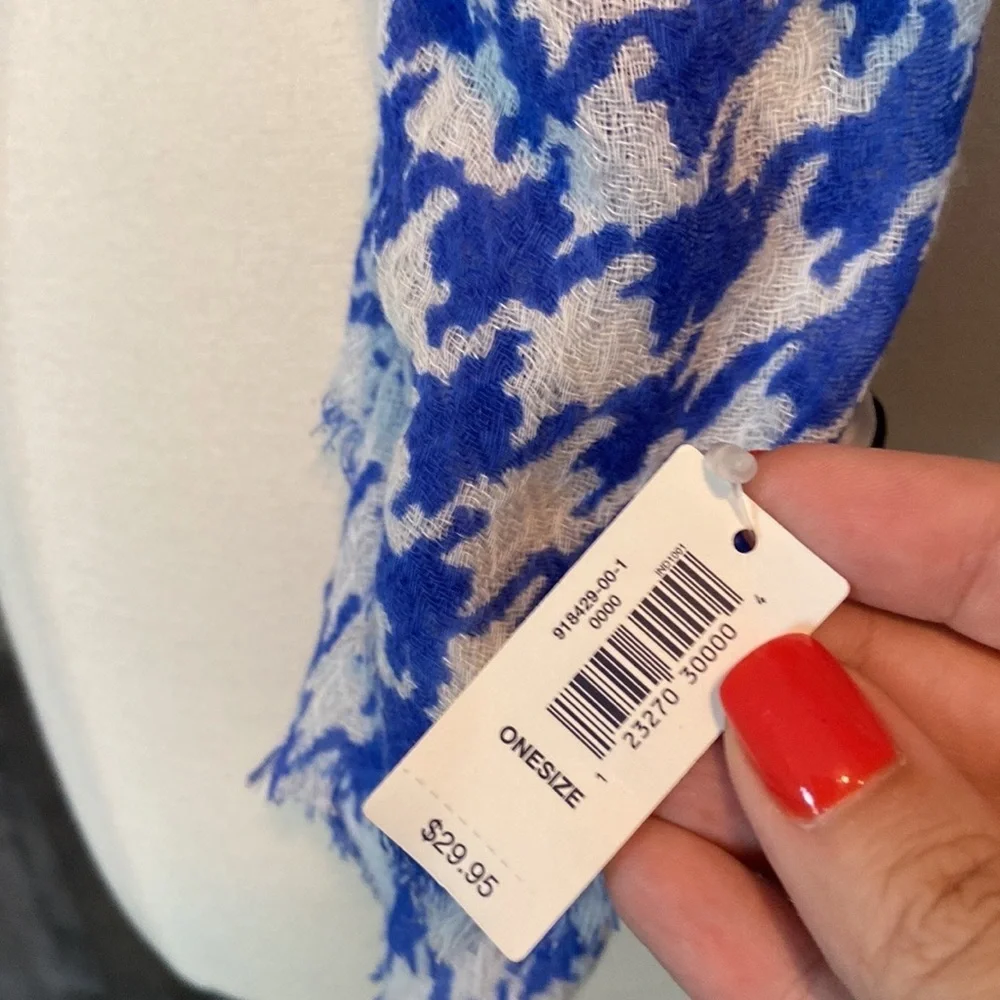 NWT! GAP blue white Houndstooth scarf coastal cowgirl resortwear quiet luxury